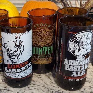 Beer Glasses By Gottles - 7 Glasses made from recycled brown bottles